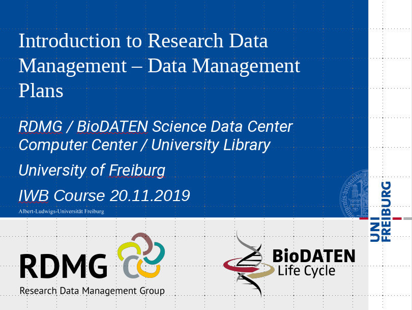 Erster IWB-Kurs zu "Research Data Management" in Zusammenarbeit mit BioDATEN erfolgreich abgeschlossen