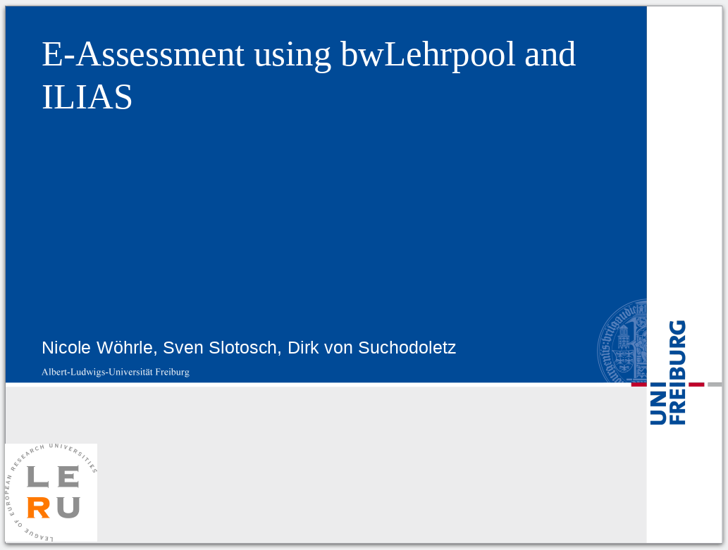 bwLehrpool as E-Assessment Platform at LERU Conference